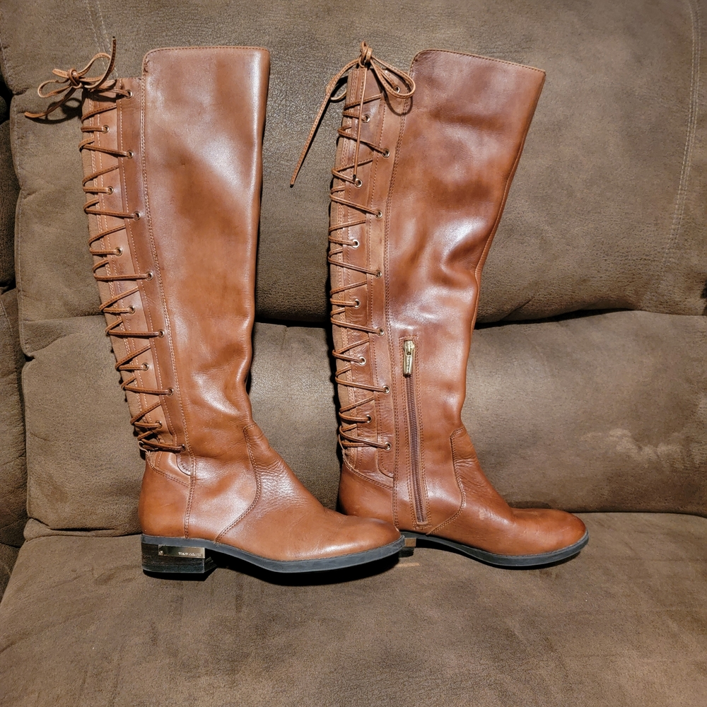 Vince Camuto Tan Lace-Up Knee Boots Size 5.5